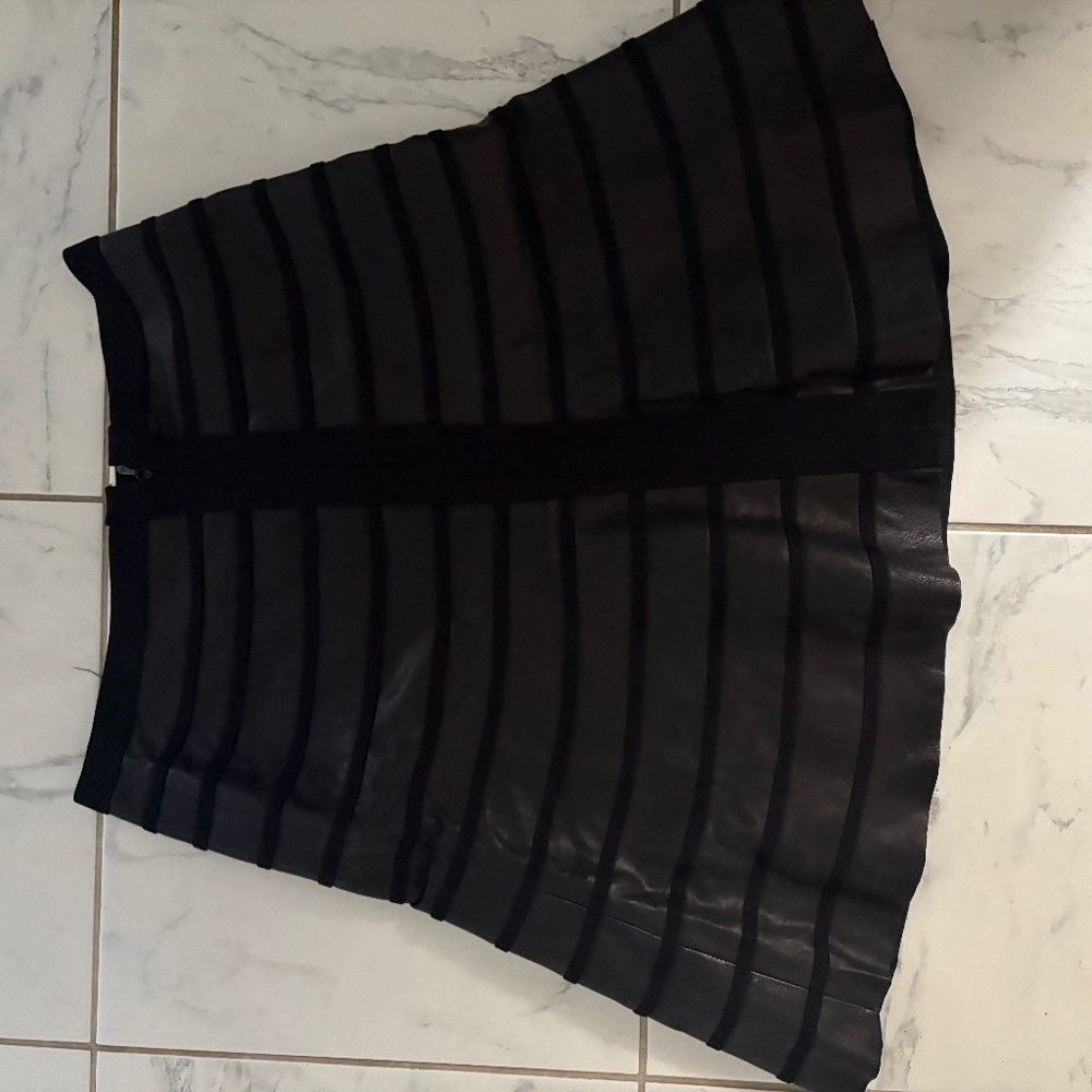 Herve Leger leather skirt
